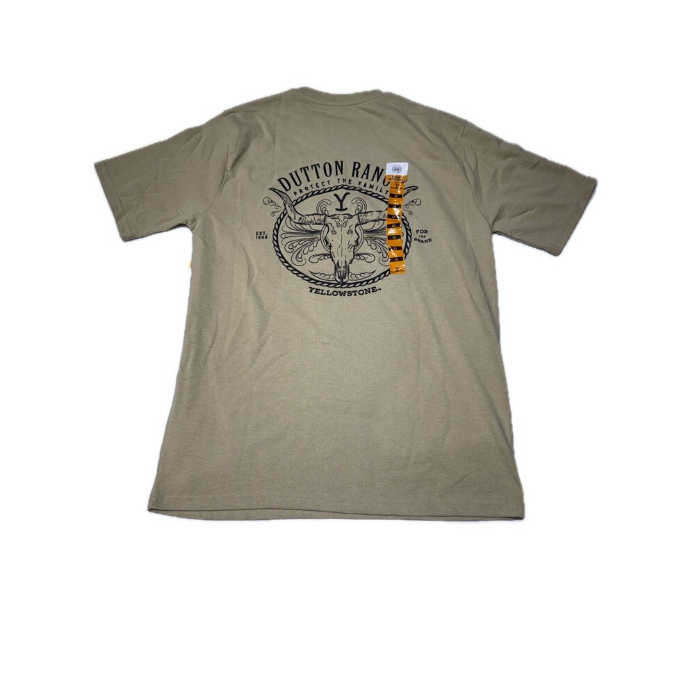 Yellowstone Dutton Ranch Protect the Family T-Shirt Tan Size M NEW with Tag